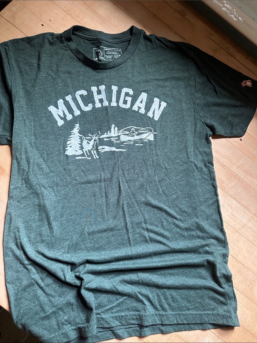 Mitten State Michigan Tee - Forest Green with White Graphic